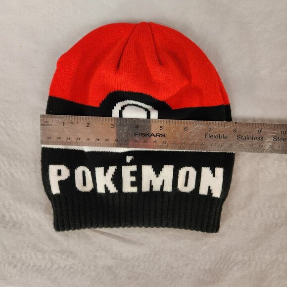 Pokémon Poke Ball Knit Scarf and Beanie Hat Set One Size Fits All Black Red - Picture 9 of 10